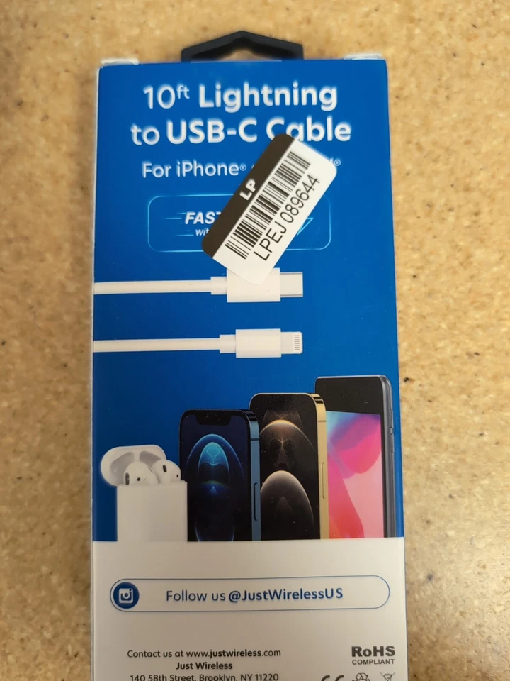 Just Wireless USB-C Cable For IPhone 10ft - White - Image 2 of 3