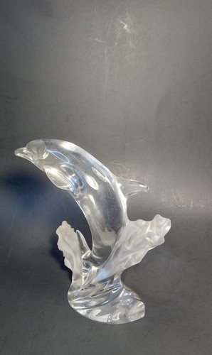 Lennox 1994 Fine Crystal Dolphin Sculpture 7" Lennox 1994 Engraved on Bottom - Picture 2 of 21