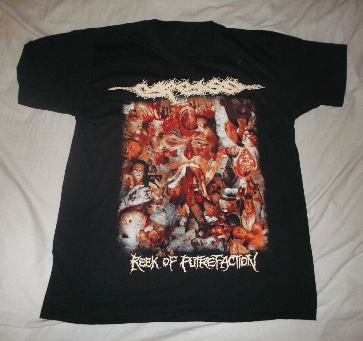 ミュージシャン CARCASS I Reek-Tshirts XL Carcass T Shirt Reek of Putrefaction British Vintage Music