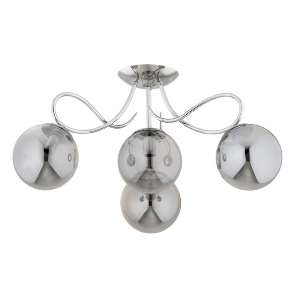 Deckenlampe 4-Flammig Chrom Rauchglas E14 B:58 Cm Deckenleuchte Schlafzimmer-image