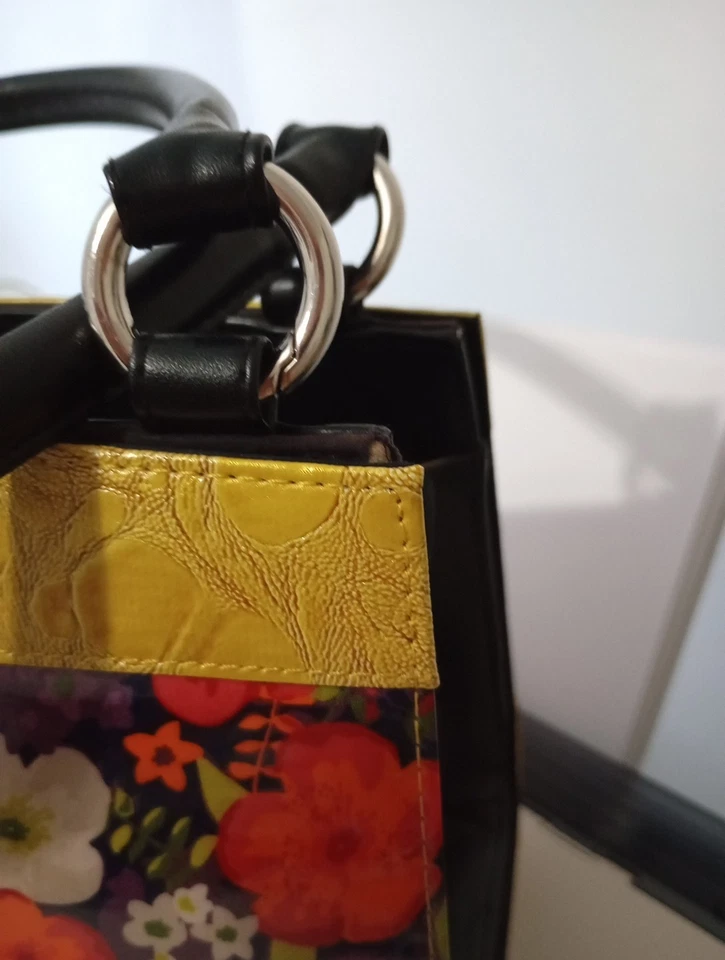 Cartera Miche Clásica SOLO CONCHA Se Adapta a Bolso Clásico SABRINA Retro Flor Borde Amarillo Foto 4 de 4