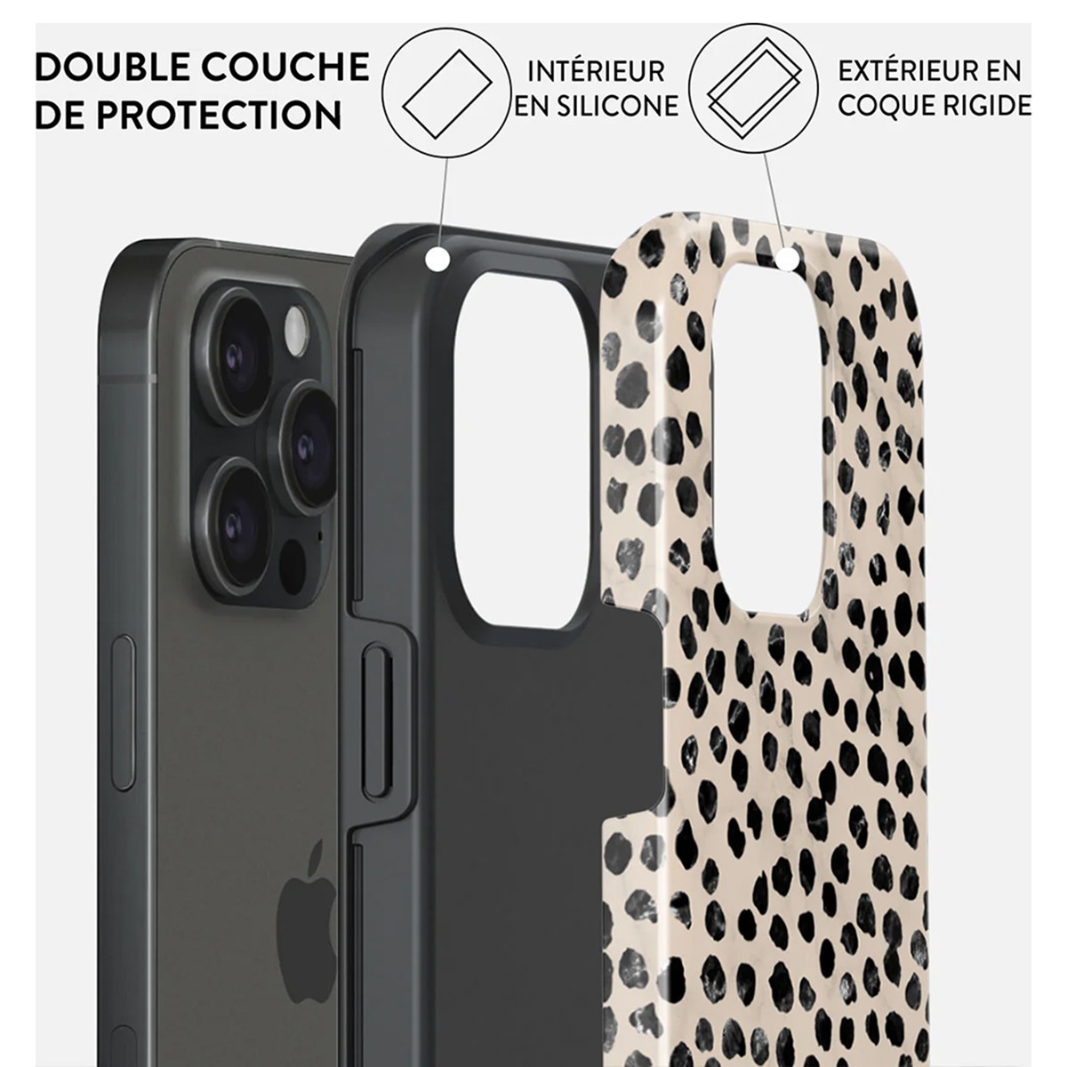 Coque iPhone 15 Pro antichoc robuste Almond Latte rigide
