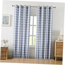 Buffalo Plaid Grommet Curtains 84 52"W x 84"L Pack of 2 Dusty Blue/White