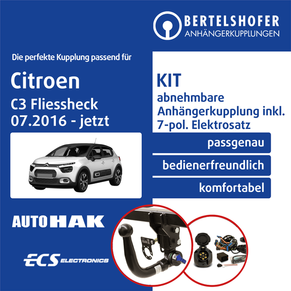 für Citroen C3 Fliessheck III Typ SX 07.2016-Jetzt AHK Abn +7Pol Spez E-Satz TOP-image