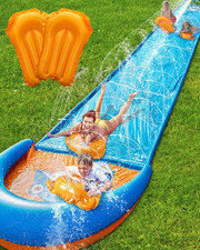 Slip and Water Slide, 32FT Lawn Slip N Waterslide for Kids Adults, Backyard Summ