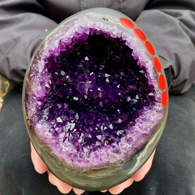 4.8LB High quality Natural Amethyst geode quartz crystal Dinosaur egg healing