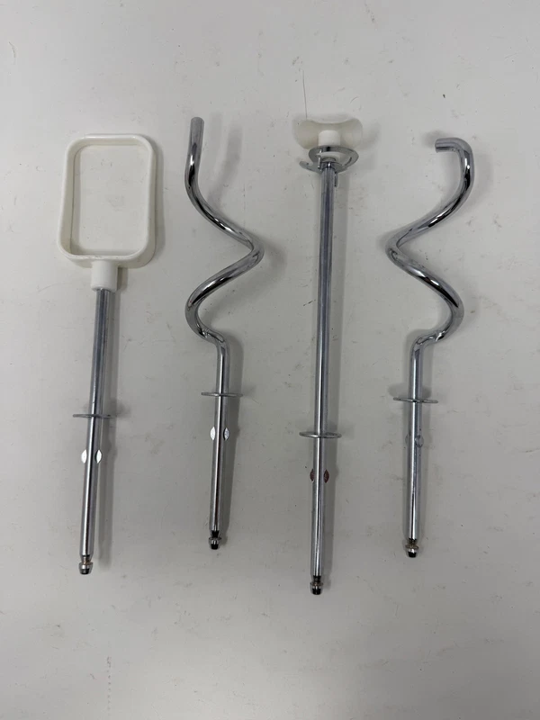 set of four KitchenAid attachments &mdash; two dough hooks, a beater and a whisk