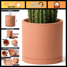12" Terracotta Plant Pot with Saucer - Indoor/Outdoor Flower Planter, Garden Dec