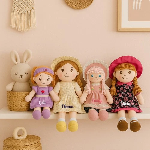 Personalised Baby Girl Rag Doll Soft and Cuddly Princess Name Ragdoll Gift
