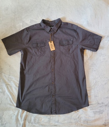 Thorogood, Thorogood Mens XLT Gray Short Sleeve Utility Button Up Shirt Workwear Stretch