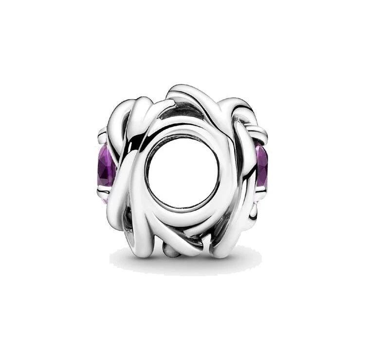 February Purple Eternity Circle Birthstone Charm Fit Pandor Bracelet - Image 3 of 4