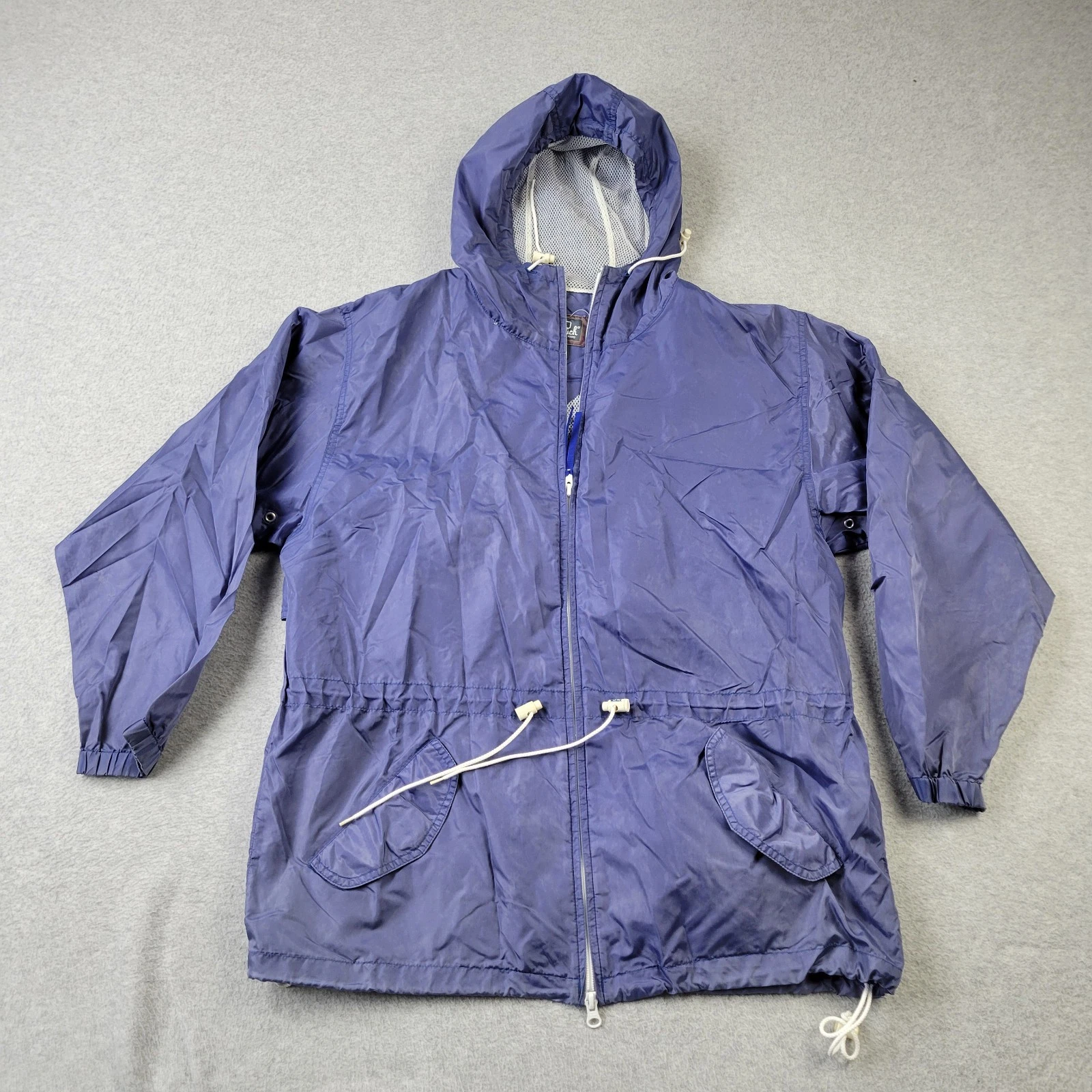 Woolrich Windbreaker Jacket Mens Medium VTG 80s Hooded Full Zip Pockets