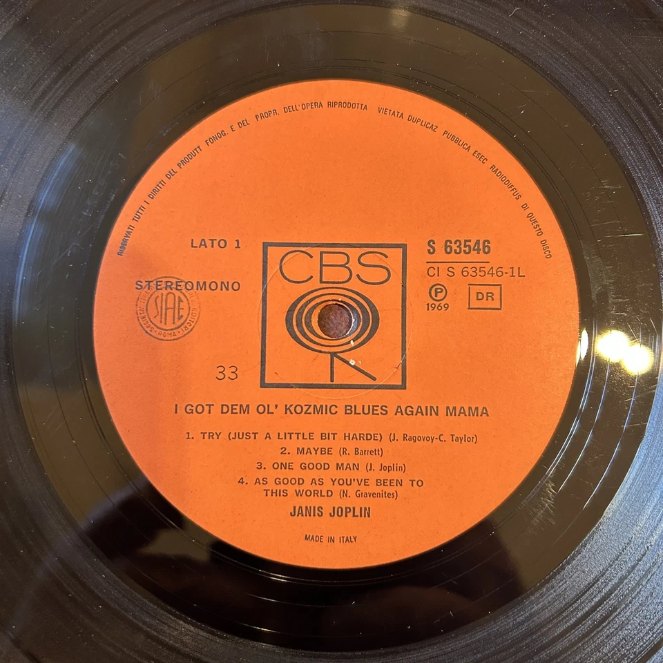 JANIS JOPLIN – I GOT DEM OL' KOZMIC BLUES AGAIN MAMA LP 70s ITALY 1st PRESS CBS - Immagine 2 di 3