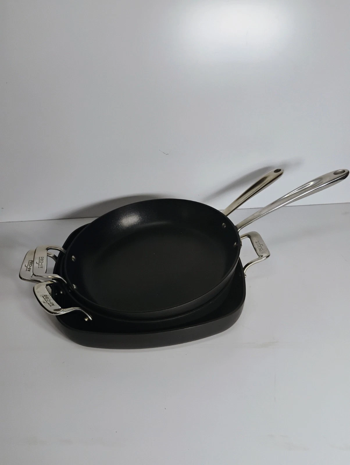 All-Clad Non-Stick Frying & Grill Pan Set Black Aluminum 12 in