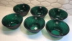 Vintage Blenko Glass 943S Small Hobnail Glimmer Emerald Green Bowls Set Of 6