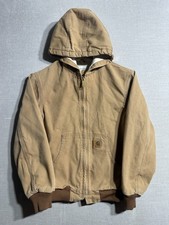 Carhartt Boy's Hooded Insulated Duck Jacket Youth Large 10-12 Brown YYJ167