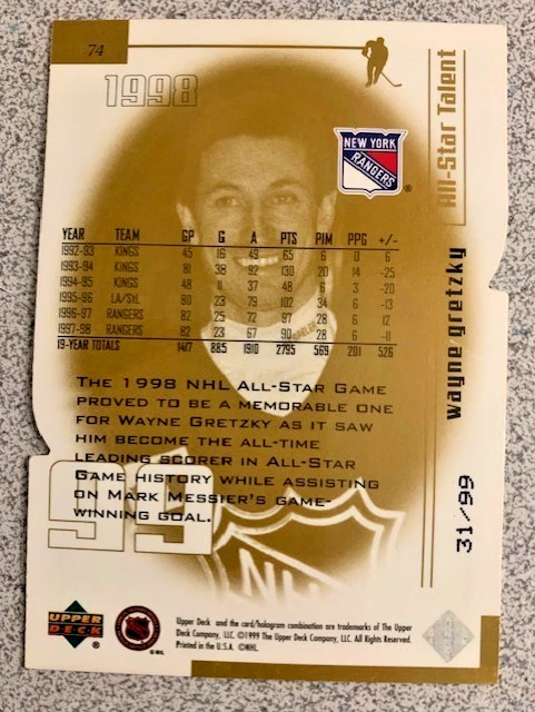 1999-00 UD Wayne Gretzky Living Legend #74 More Than a Number Parallel SP 31/99 - Image 2 of 2