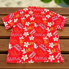 Barefoot in Paradise Shirt Mens Large Aloha Hawaiian Floral Front Button