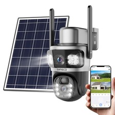SANSCO 2K Dual Lens Solar Security Camera Wireless Outdoor, 2.4G 5G WiFi, 3...