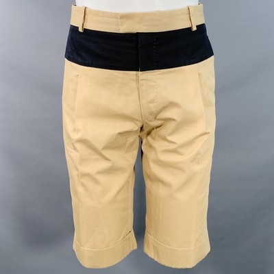 Alexander McQueen Größe 32 Camel Schwarz Baumwolle Gestreifte Cuffed Shorts