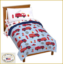 Jay Franco Go Fire Truck Go 4 PC Toddler Bed Set - Comforter  Sheets