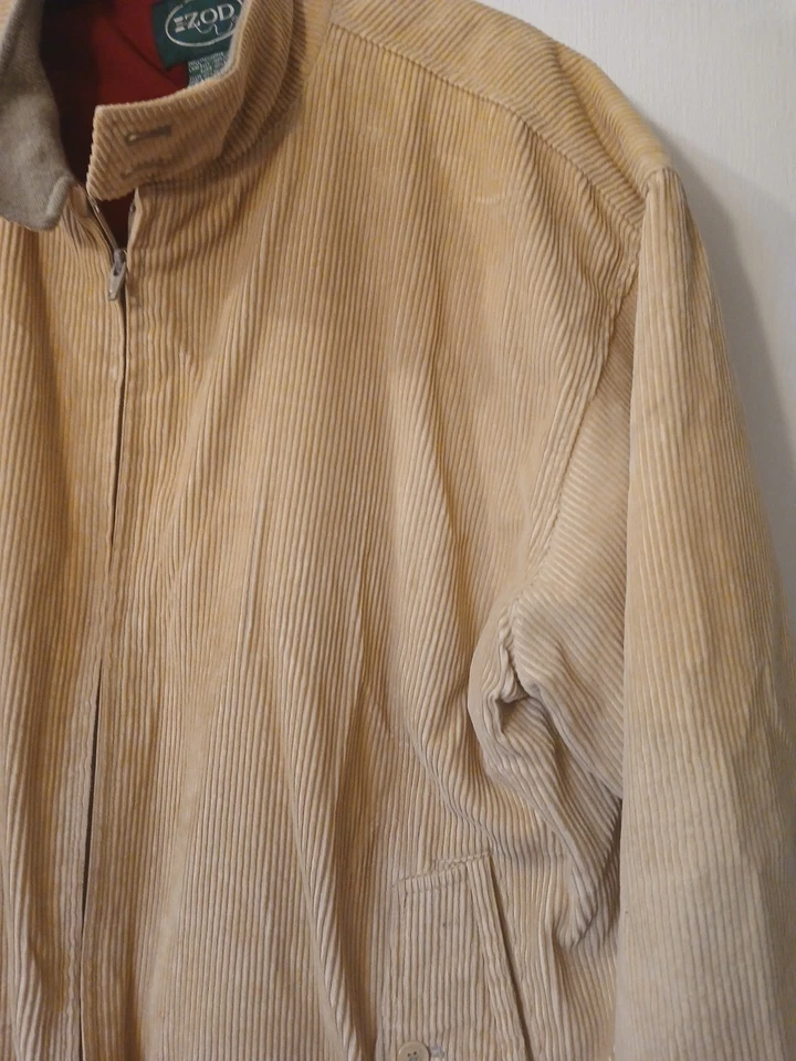 IZOD 灯芯绒大号棕色/薄色夹克外套男式复古 — 第 3/4 张图片