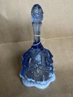 Vtg Fenton Opalescent Lily of the Valley Blue  Iredescent Glass Bell Signed