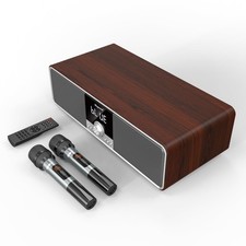 Karaoke Machine with 2 UHF Mic Subwoofer Home Theater Audio Sound Bar Support...