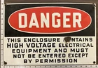 Vintage Porcelain Industrial Sign - Danger This Enclosure Contains High Voltage