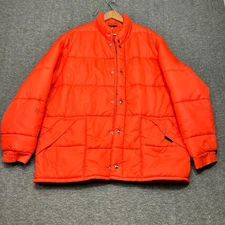 Vintage JCPenney Mens XL Orange Insulated Puffer Jacket Warm Outdoor