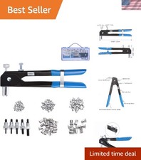 Durable Solid Steel Riveter with 120 Aluminum Rivet Nuts - M3-M8 Sizes Included