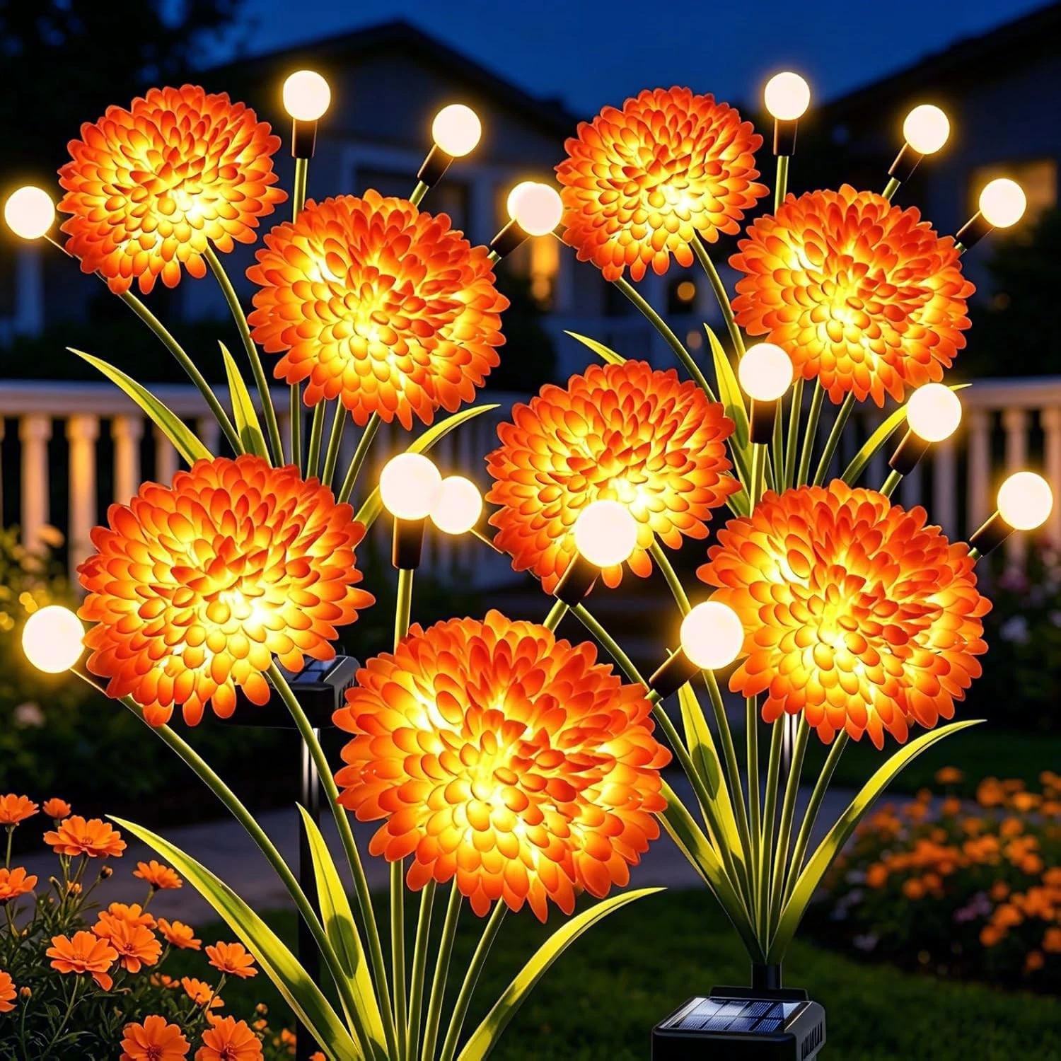 Solar Flowers Outdoor Waterproof, 4 Pack Garden Lights with Swaying Firefly L...