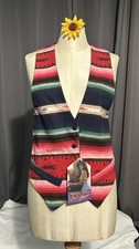 VTG 80s Jordache Basics Southwestern Cowgirl Vest Aztec USA Deadstock S