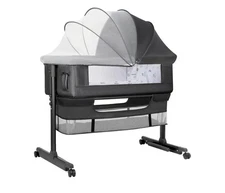 Baby Bassinet, Baby Basinet Bedside Sleeper, Easy to Fold Portable (Dark Gray)