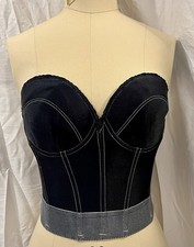 Vintage DOMINIQUE Black/grey Hand Dyed Low Back Corset SIZE 34D STYLE 9377