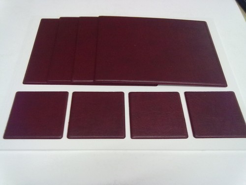 LEATHER LOOK PVC TABLE MATS & COASTERS IN SETS OF FOUR - DIFFERENT COLOURS - Picture 3 of 9