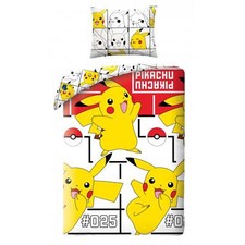 Pokemon Single Duvet Cover Set Pikachu Kids 2-in-1 Design EU Size 100 Cotton