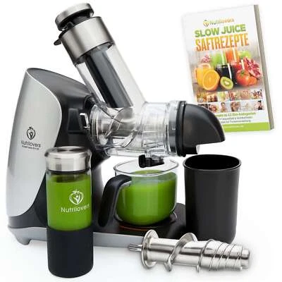 NUTRILOVERS GREEN-PRESS MAX EDELSTAHL Entsafter Slow Juicer mit Edelstahl-Schnecke | BPA-fre