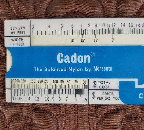 Monsanto Cadon Nylon Carpet Cost Computer Slide Rule Calculator 6.5" Size, Price - Picture 5 of 7
