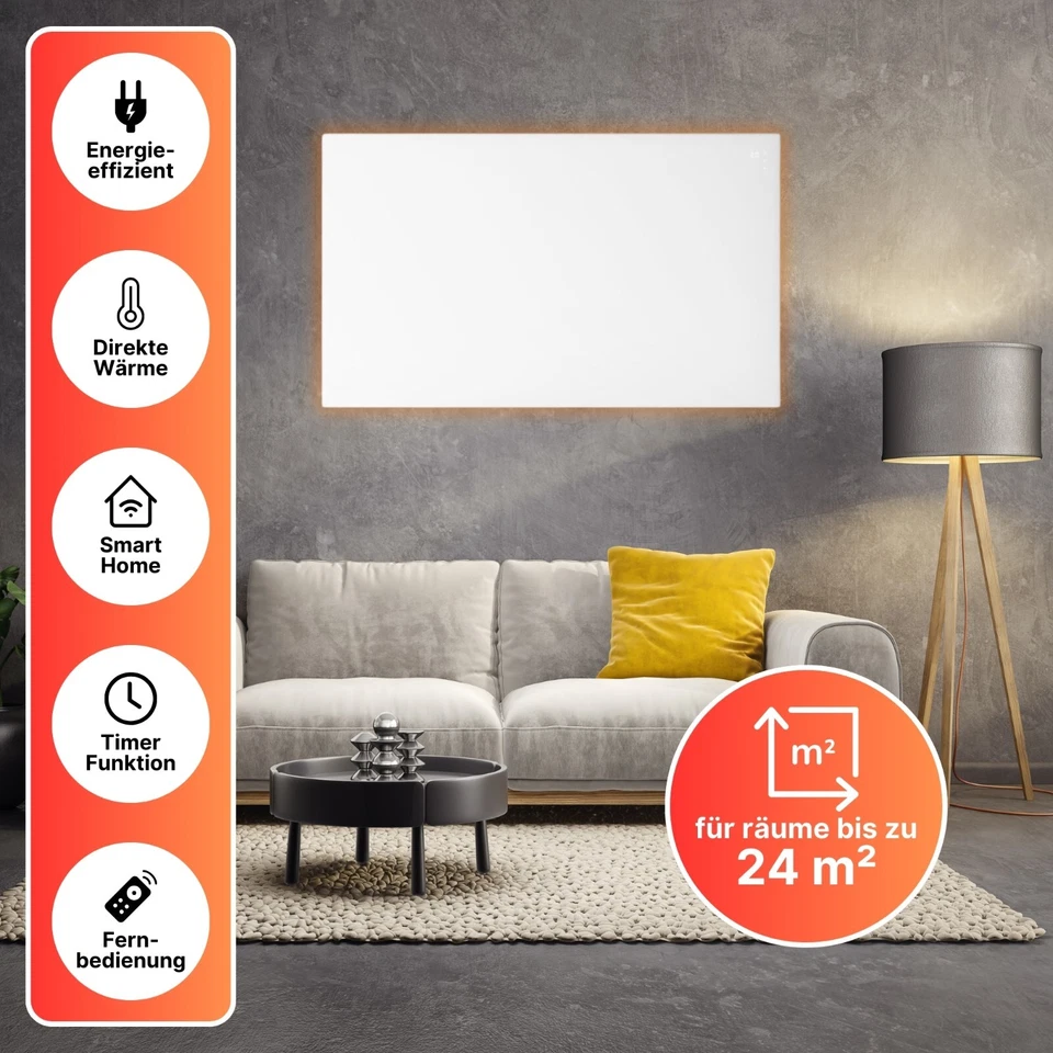 Infrarotheizung 450-600W Smart mit WLAN Steuerbar und Dual-Infarotheizung - Bild 2 von 4