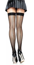 Leg Avenue Thigh High Stockings Plus Size Black Fishnet With Backseat NWT LBB76