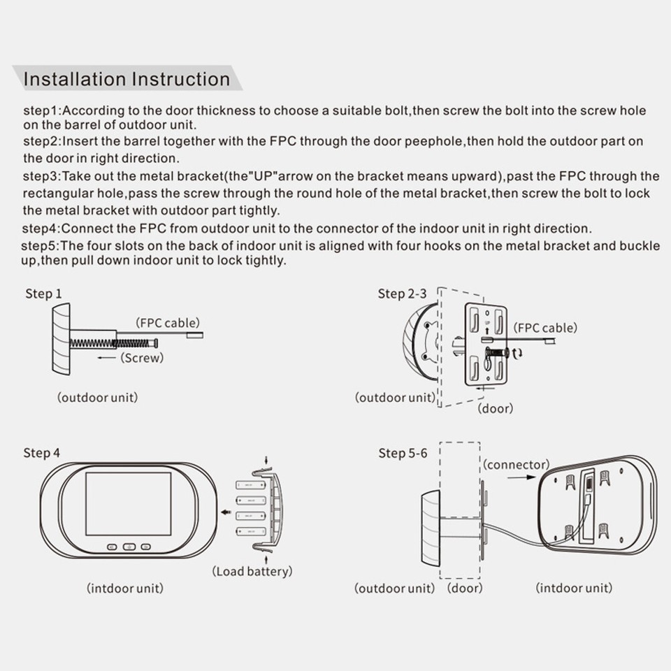 A DD1 2.8 inch Screen Digital Doorbell Electronic Door Peephole Camera