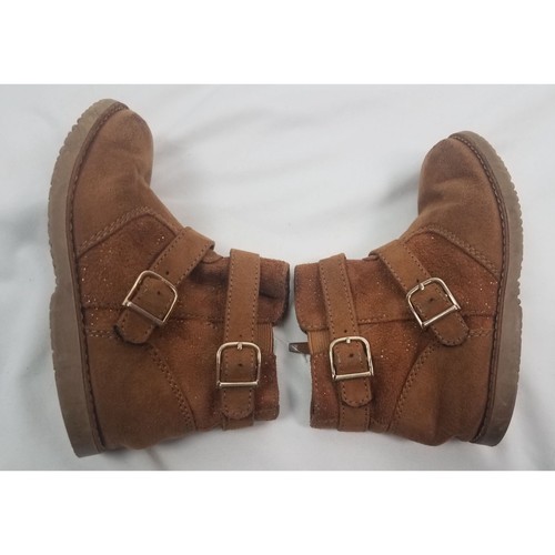 Seychelles Toddler Girl Sz. 8 Brown Faux Suede Double Buckle Flat Boots NWOT - Picture 5 of 6