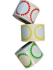 Direct Thermal Zebra 2" Starburst Labels Red, Yellow, Green Border 1500 Total