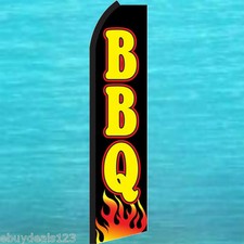 BBQ FLUTTER FLAG Tall Curved Top Feather Swooper Advertising Banner Sign