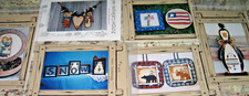 Lot of 6 Vtg Primitive FOLK Wood Paint Craft Patterns Holiday/Patriotic/Kennedy