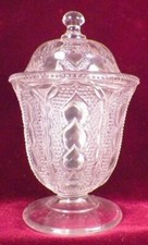 Pert Toy Sugar Bowl  Lid Child's Clear Glass EAPG 1880s Maker Unknown Antique