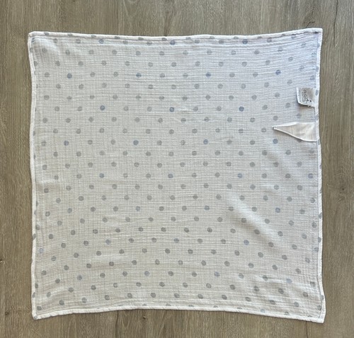 Aden + Anais Mini / Small Muslin Security Blanket White Blue Gray Dots Lovey - Picture 3 of 6