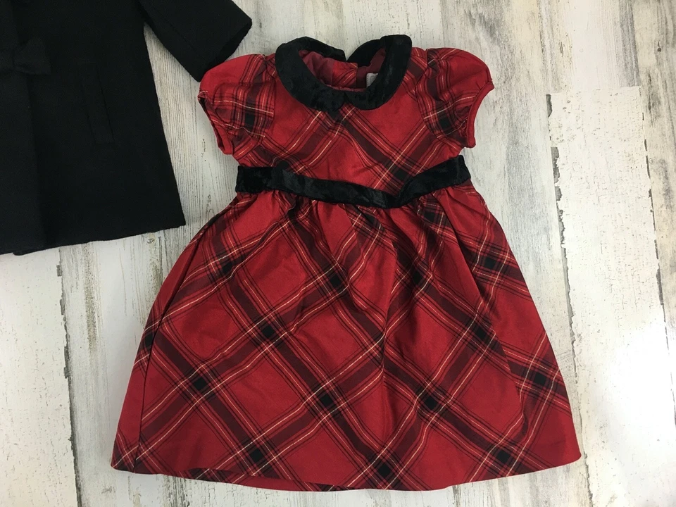 Gymboree Vestido Negro Abrigo Rojo Vestido de Vacaciones Lote Bebé Niñas 6 12 M Foto 4 de 4