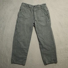 Vintage Denim Jeans Mens 34X28 Gray Cotton 40's Button Fly Military WW2 Pants